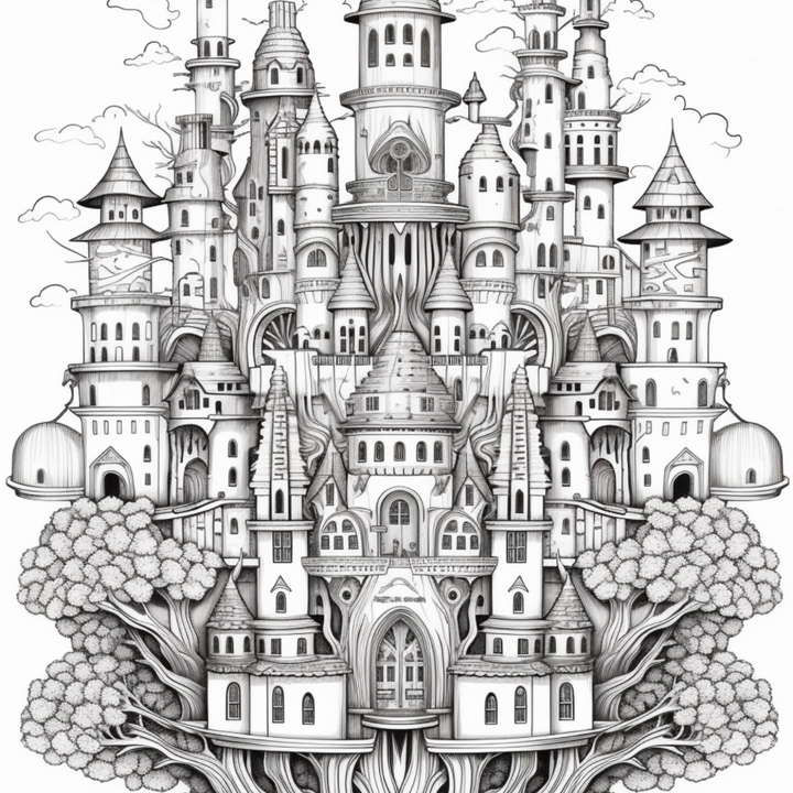 Castles Part One Digital Download PDF 40 Pages Coloring Book for Adults and Kids Printable Colouring Pages
