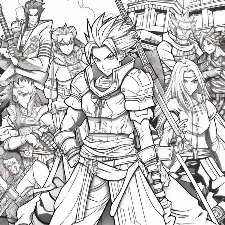 Manga Warriors Part Two Digital Download PDF 40 Pages Coloring Book for Adults and Kids Printable Colouring Pages