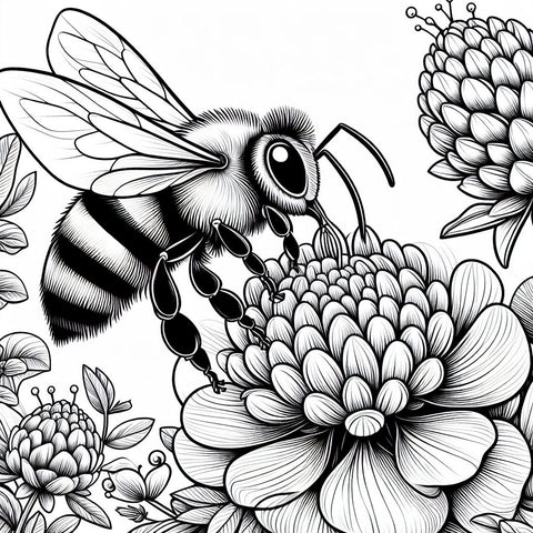 Buzzing Beauties: A Bee-themed Adventure Coloring Book for Adults, Kids, and Children