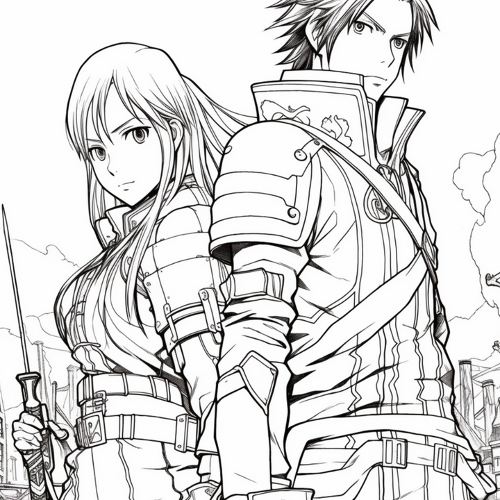 Manga Warriors Part Five Sword Masters Digital Download PDF 40 Pages Coloring Book for Adults and Kids Printable Colouring Pages