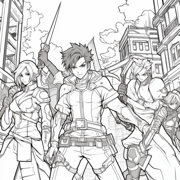 Manga Warriors Part Four Digital Download PDF 40 Pages Coloring Book for Adults and Kids Printable Colouring Pages