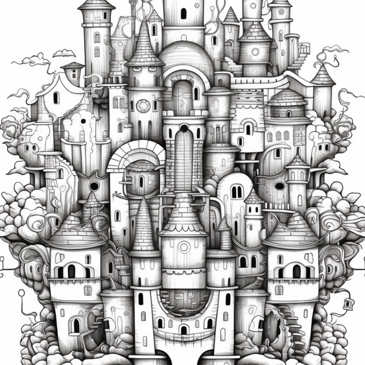 Castles Part One Digital Download PDF 40 Pages Coloring Book for Adults and Kids Printable Colouring Pages
