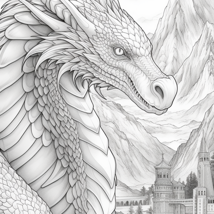 Enchanted Dragons Digital Download PDF 40 Pages Coloring Book for Adults and Kids Printable Colouring Pages