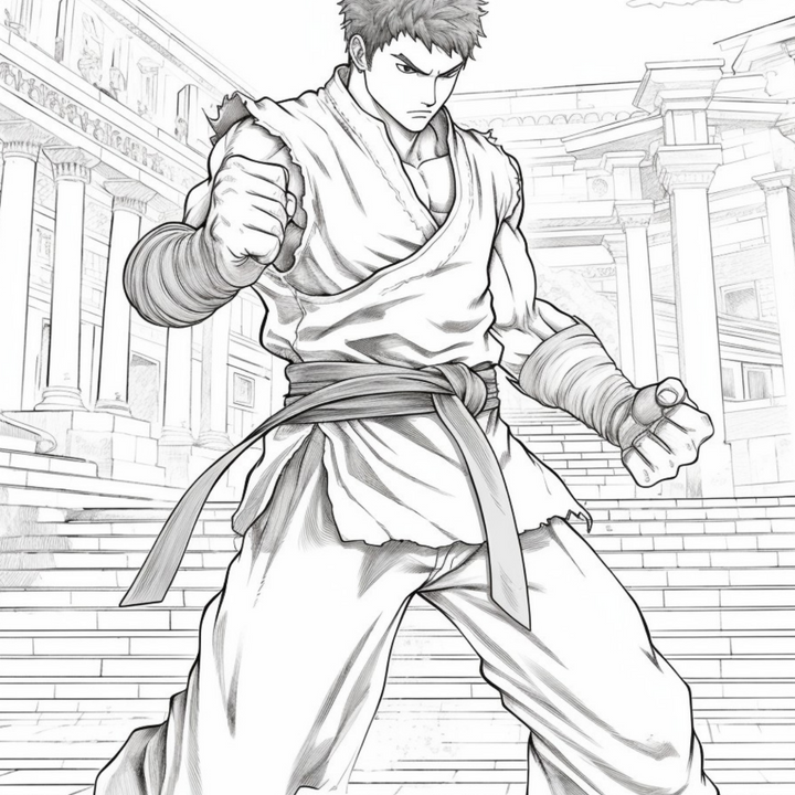 Manga Warriors Part Seven Martial Arts Fighters Digital Download PDF 40 Pages Coloring Book for Adults and Kids Printable Colouring Pages