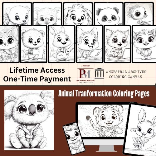 Animal Transformation 500 Unique Coloring Pages for Animal Lovers Digital Download Printable Coloring Sheets For Kids & Adults PLR pack