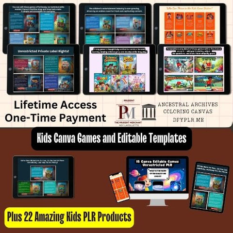 Kids PLR Mega Bundle: 15 Editable Canva Games + 22 Printable Products | Private Label Rights | Rebrand & Resell Educational Content