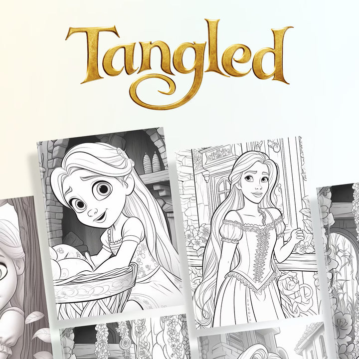 Rapunzel Coloring Pages | 40+ Printable Fairy Tale Illustrations | Digital Download for Kids & Adults | Relaxing Creative Activity