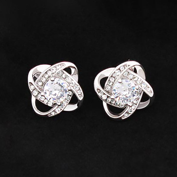 Elevate Your Style with Love Knot 14k White Gold Stud Earrings Over Stainless Steel