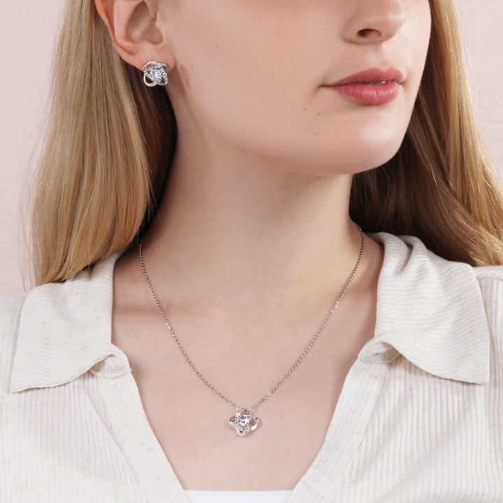 Complete Your Look with the Elegant Love Knot Necklace and Earring Set: Perfect for Any Occasion