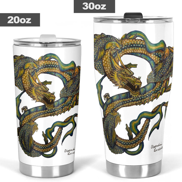 Introducing the Dragon and Koi yin and yang Tumbler by Alex