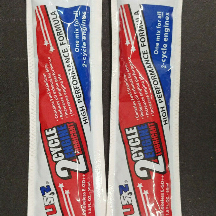 Lot of 2 US2 2 Cycle Engine Lubricant Oil 1.8 Fl Oz Each Packets